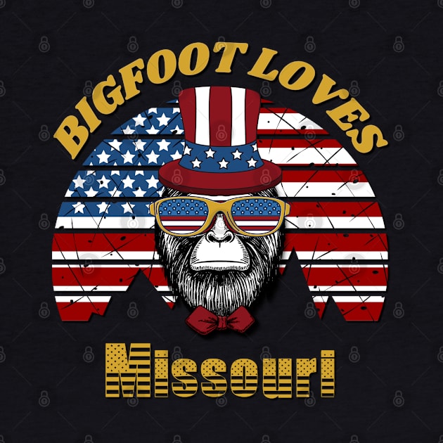 Bigfoot loves America and Missouri by Scovel Design Shop